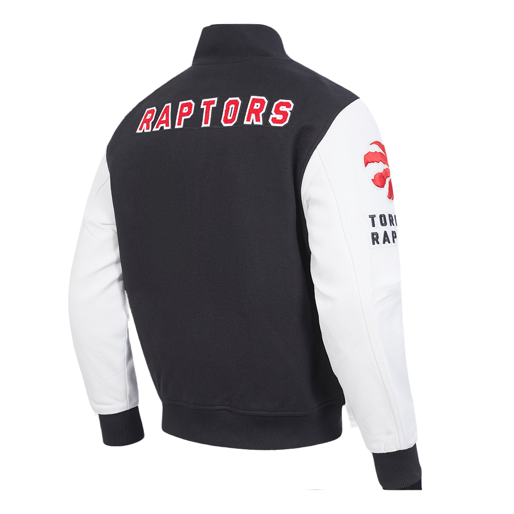 PRO STANDARD MEN'S NBA TORONTO RAPTORS BLACK/WHITE CLASSIC VARSITY JACKET