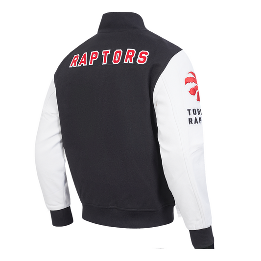 PRO STANDARD MEN'S NBA TORONTO RAPTORS BLACK/WHITE CLASSIC VARSITY JACKET