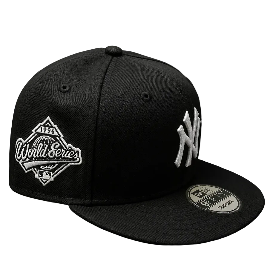 9FIFTY NEW ERA MEN'S MLB 1996 WORLD SERIES SIDEPATCH NEW YORK YANKEES BLACK SNAPBACK HAT