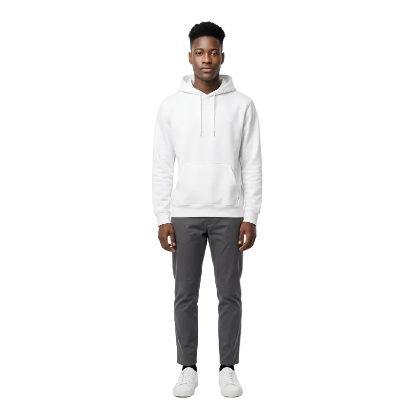 MEN'S FLEECE PULLOVER HOODIE 320 GSM HEAVY QUALITY (WHITE)