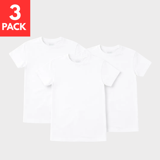 100% COTTON PLAIN CREWNECK WHITE T-SHIRTS (S-2XL 3 PACK) (3XL-5XL SINGLE PIECE) WHITE