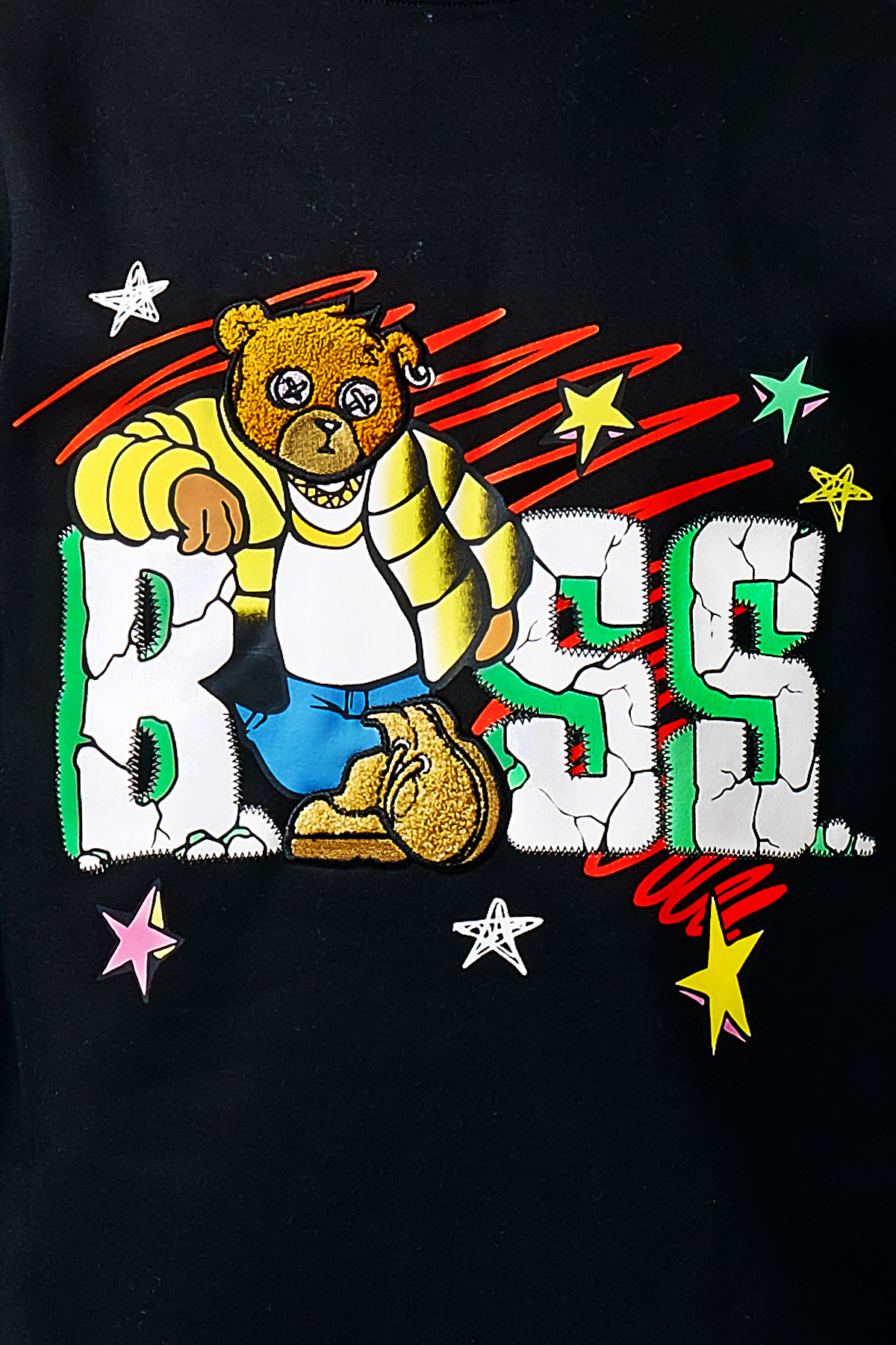 BLEECKER & MERCER MEN'S BOSS PRINT GRAPHIC FLEECE HOODIE (BLACK)