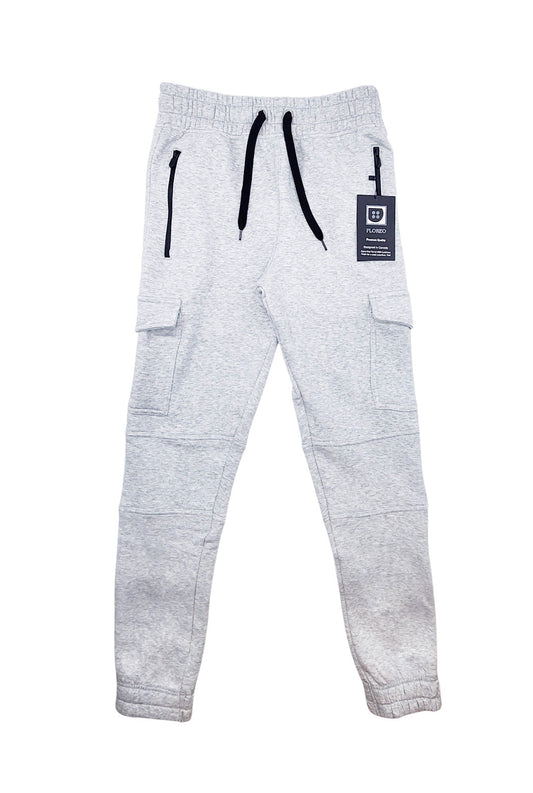 PLOREO MEN'S CARGO FLEECE JOGGERS (GREY)