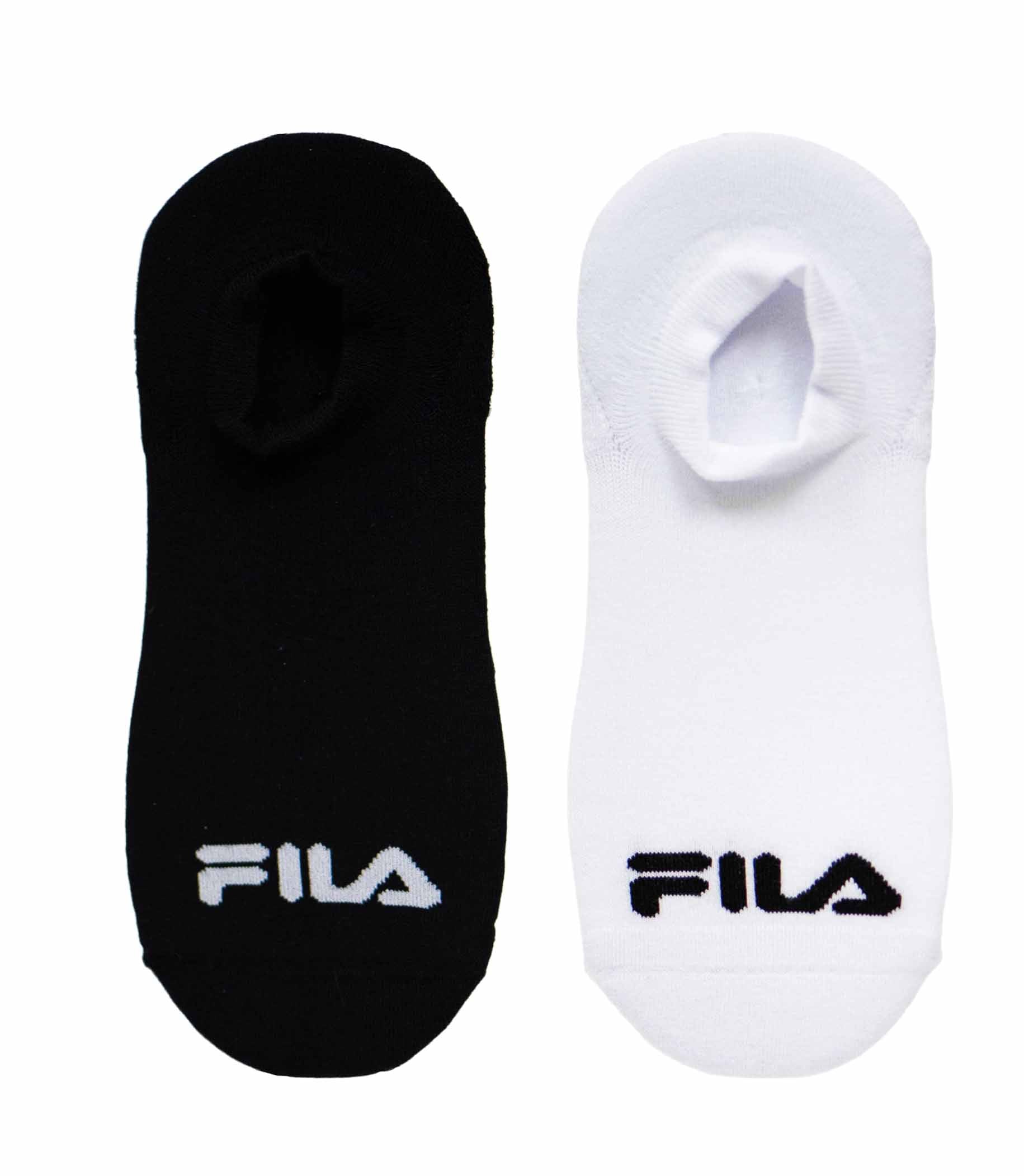 FILA MEN'S 2 PAIR NOW SHOW FOOT COVER SOCKS (BLACK/WHITE)