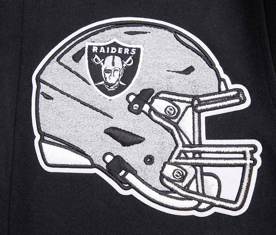PRO STANDARD MEN'S NFL LAS VEGAS RAIDERS MASHUP RIB WOOL BLACK/GREY VARSITY JACKET
