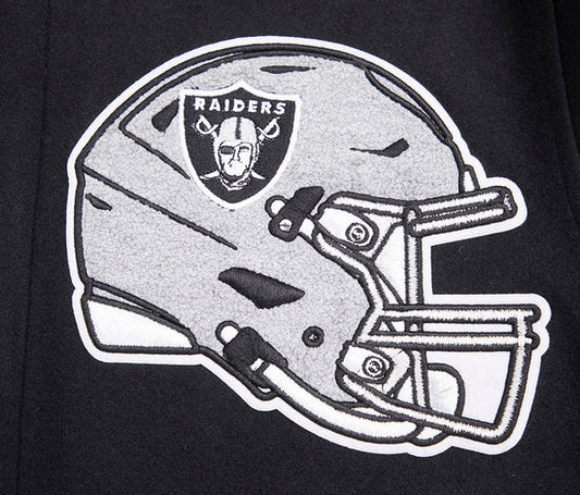 PRO STANDARD MEN'S NFL LAS VEGAS RAIDERS MASHUP RIB WOOL BLACK/GREY VARSITY JACKET