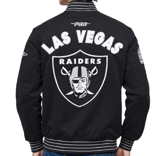 PRO STANDARD NFL LAS VEGAS RAIDERS PRO GAME DAY MEN'S BLACK DOUBLE KNIT JACKET