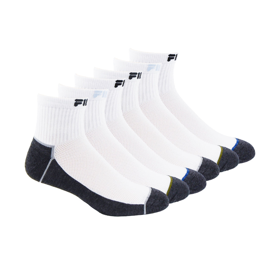 FILA MEN'S 6 PAIR QUARTER SOCKS (BLACK/WHITE/GREY)
