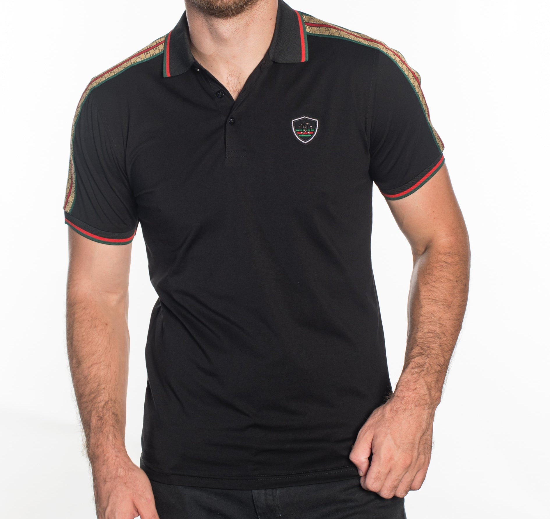 V.I.P. COLLECTION MEN'S FASHION POLO T-SHIRT (BLACK GGKS-12)