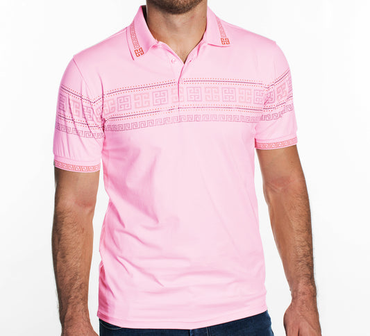 V.I.P. COLLECTION MEN'S FASHION POLO T-SHIRT (PINK GGKS-18)