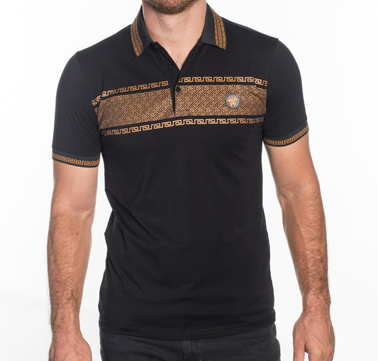 V.I.P. COLLECTION MEN'S FASHION POLO T-SHIRT (BLACK GGKS-6)