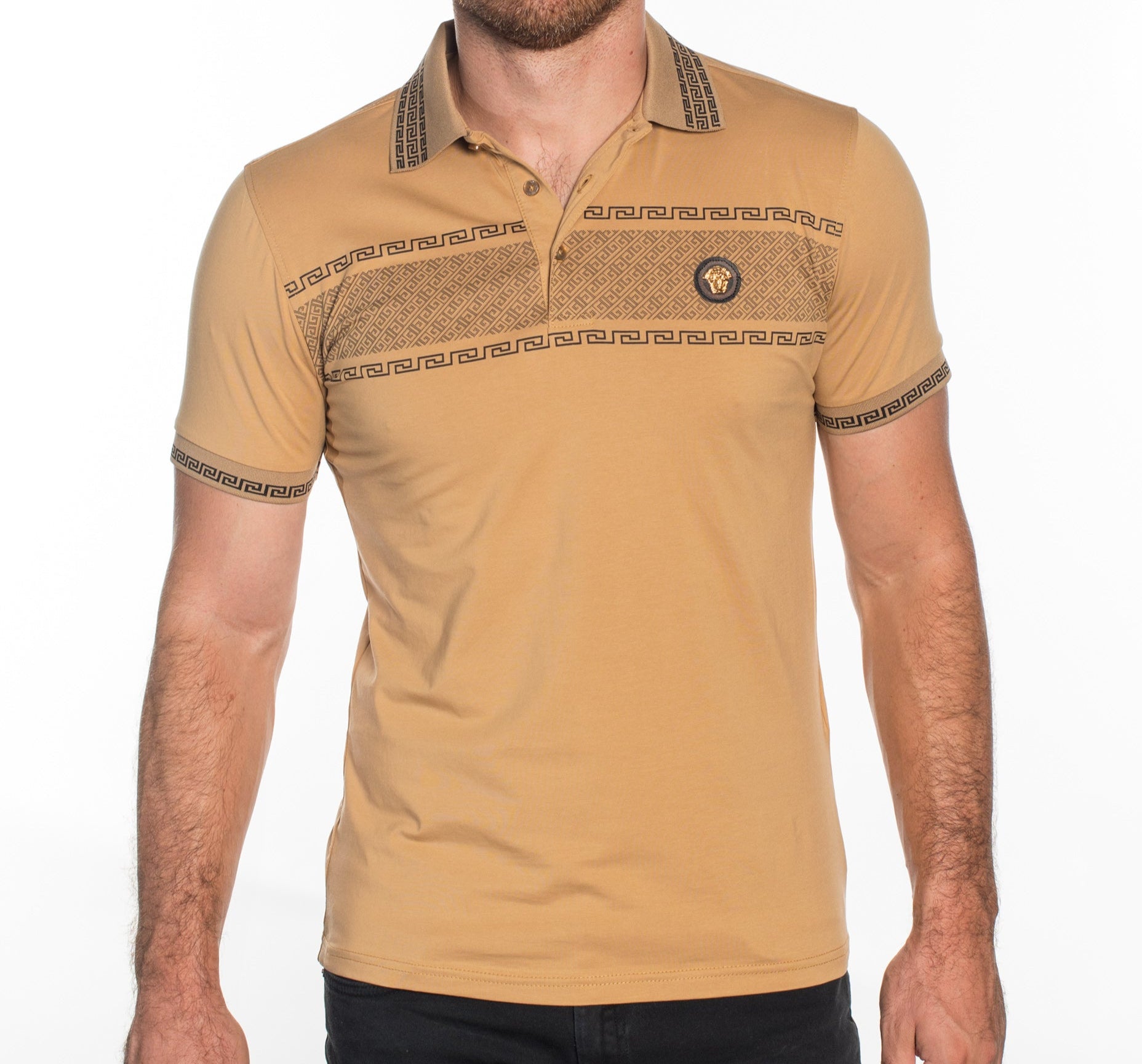 V.I.P. COLLECTION MEN'S FASHION POLO T-SHIRT (KHAKI GGKS-6)