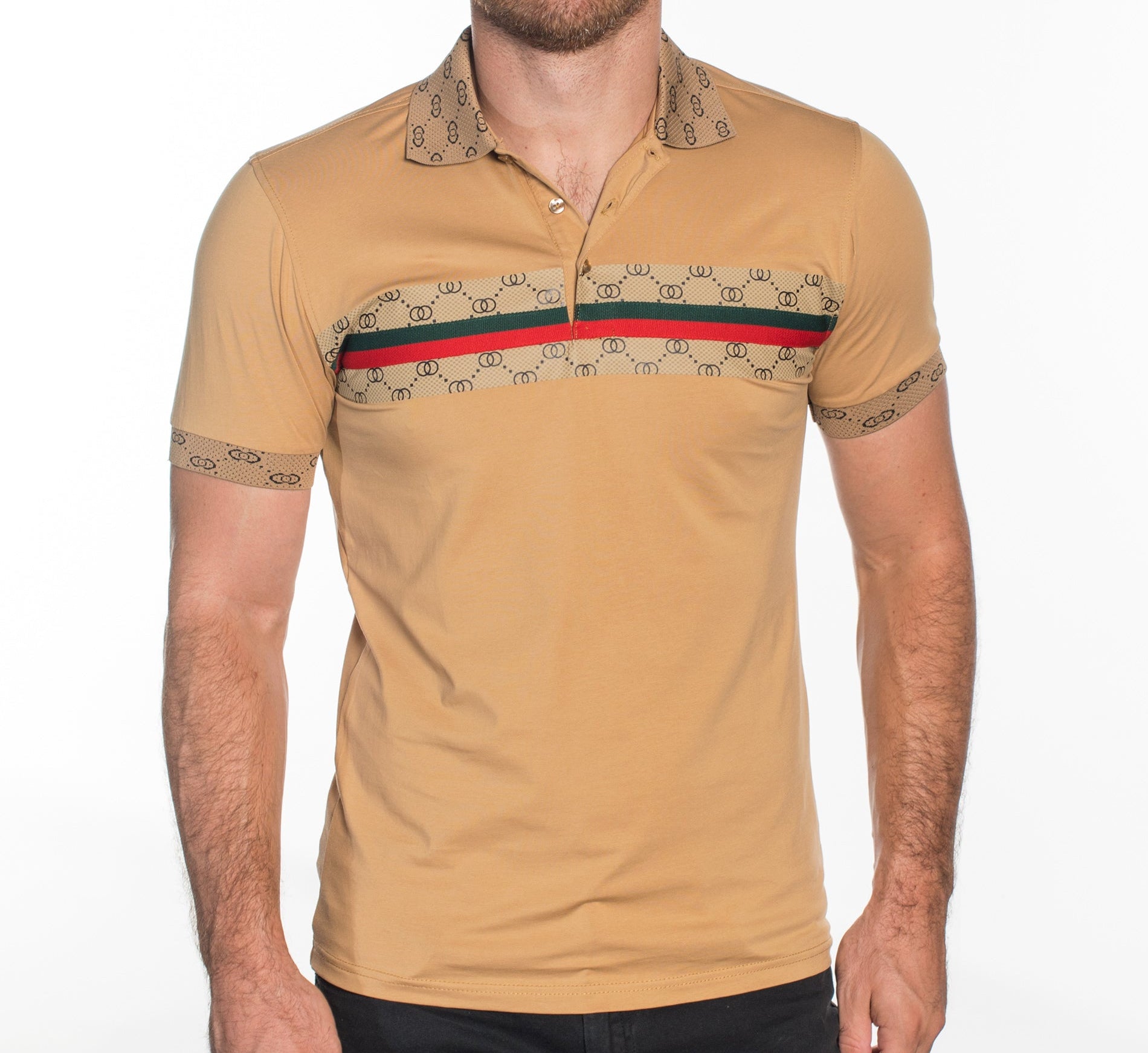 V.I.P. COLLECTION MEN'S FASHION POLO T-SHIRT (KHAKI GGKS-9)