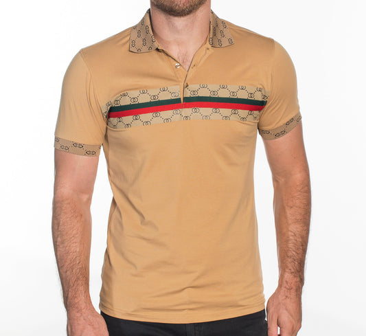 V.I.P. COLLECTION MEN'S FASHION POLO T-SHIRT (KHAKI GGKS-9)
