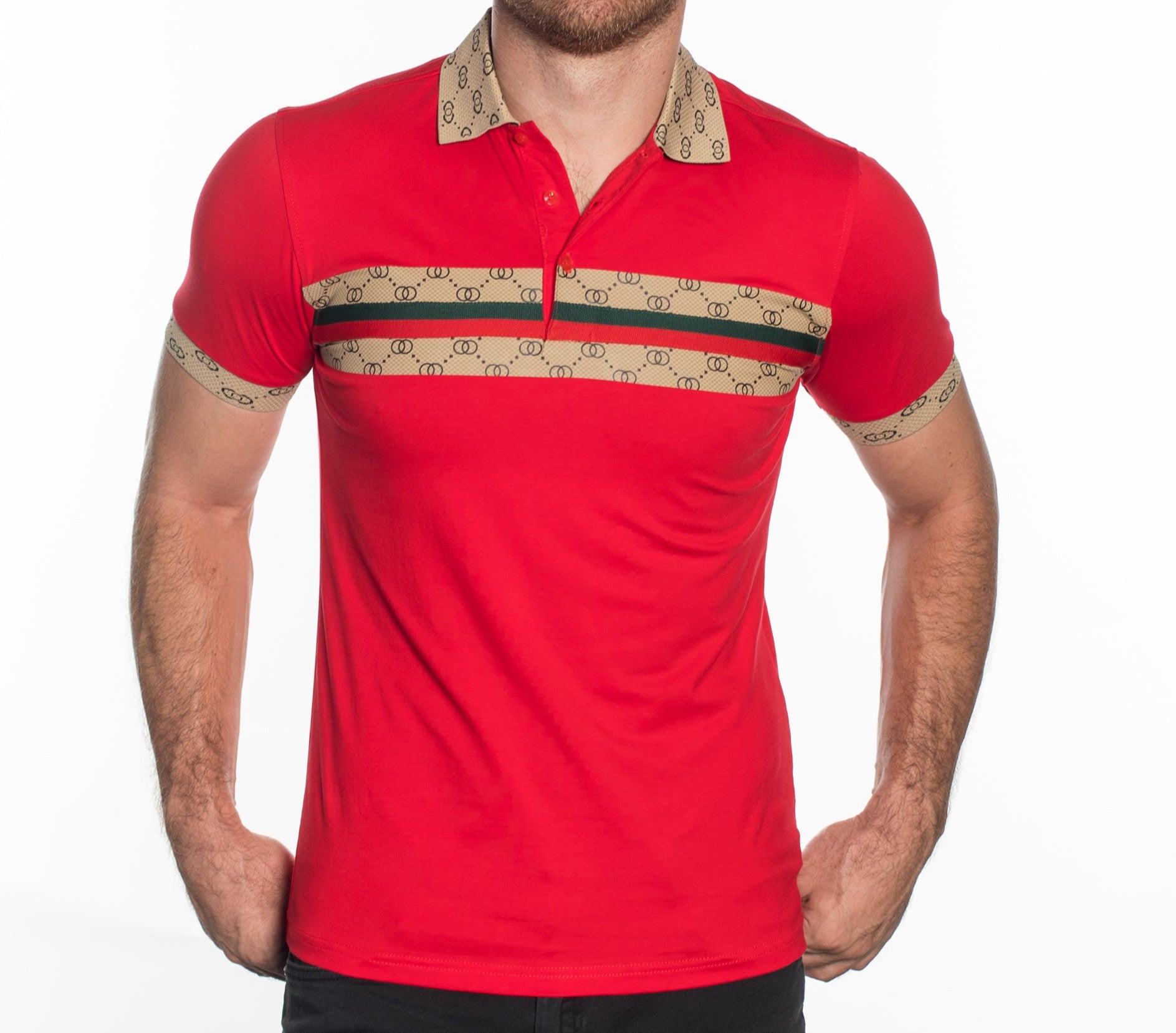 V.I.P. COLLECTION MEN'S FASHION POLO T-SHIRT (RED GGKS-9)