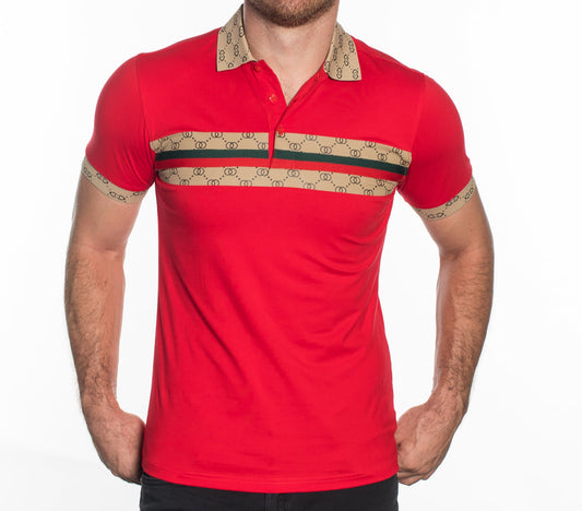V.I.P. COLLECTION MEN'S FASHION POLO T-SHIRT (RED GGKS-9)