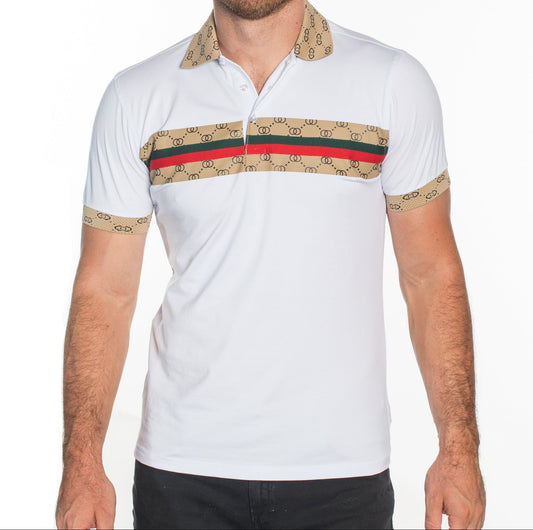 V.I.P. COLLECTION MEN'S FASHION POLO T-SHIRT (WHITE GGKS-9)