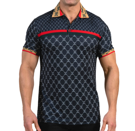 V.I.P. COLLECTION MEN'S FASHION POLO T-SHIRT (BLACK GGP-7)
