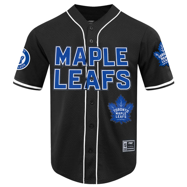PRO STANDARD NHL TORONTO MAPLE LEAFS CLASSIC MEN'S MESH BUTTON DOWN BLACK JERSEY