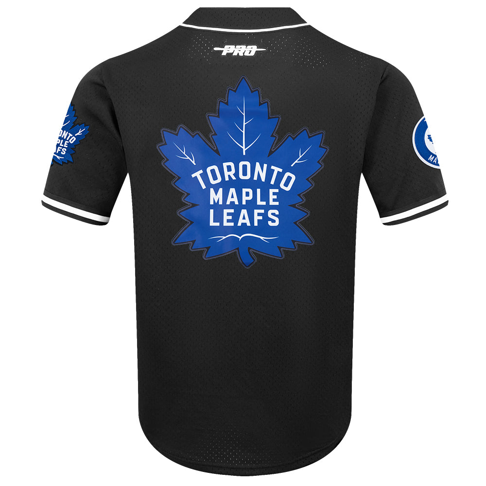 PRO STANDARD NHL TORONTO MAPLE LEAFS CLASSIC MEN'S MESH BUTTON DOWN BLACK JERSEY
