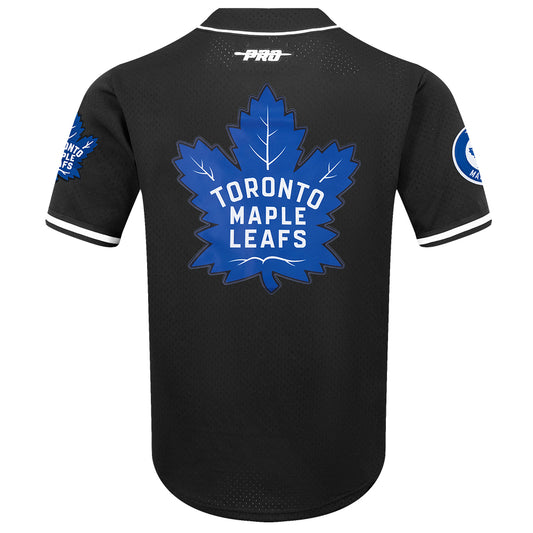 PRO STANDARD NHL TORONTO MAPLE LEAFS CLASSIC MEN'S MESH BUTTON DOWN BLACK JERSEY