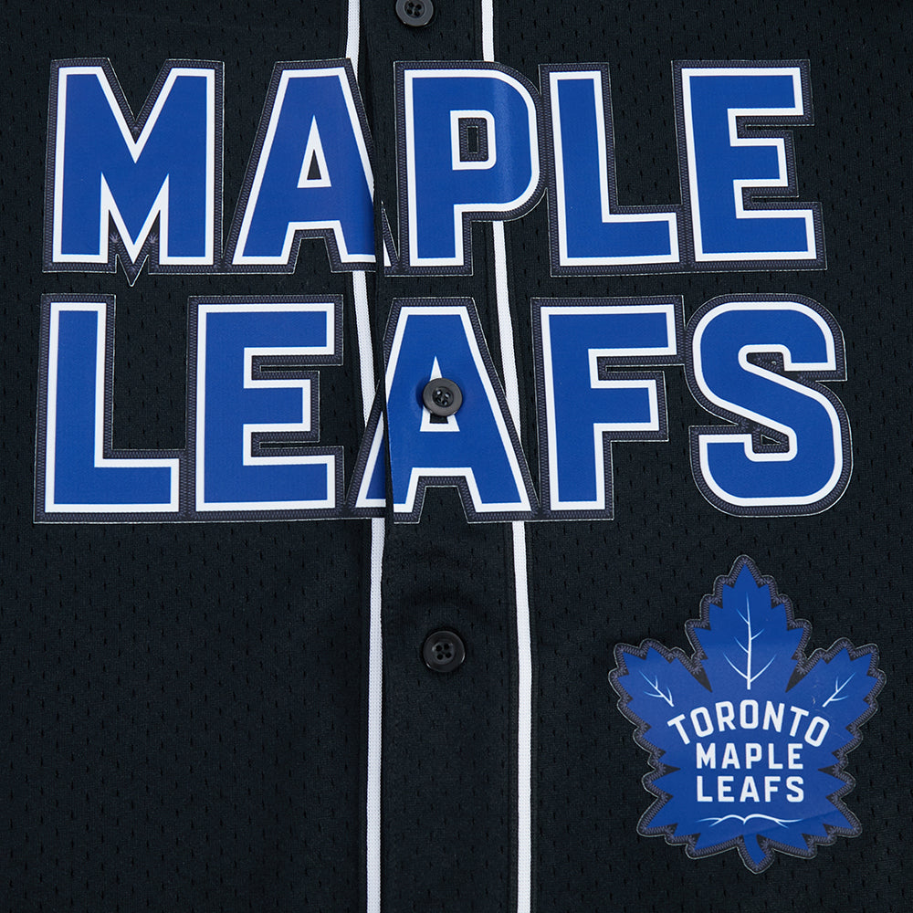 PRO STANDARD NHL TORONTO MAPLE LEAFS CLASSIC MEN'S MESH BUTTON DOWN BLACK JERSEY