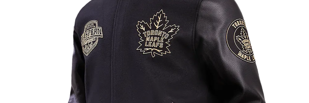 PRO STANDARD MEN'S NHL TORONTO MAPLE LEAFS WOOL BLACK & GOLD VARSITY JACKET
