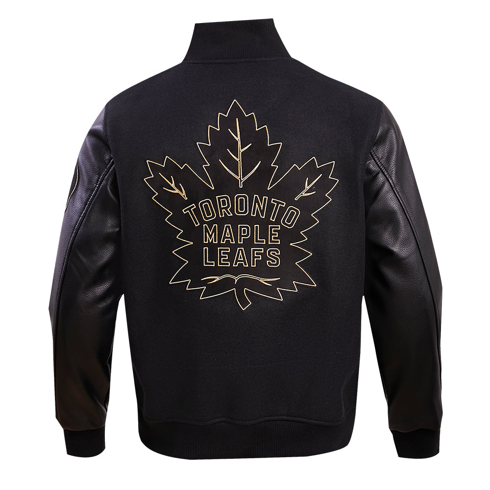 PRO STANDARD MEN'S NHL TORONTO MAPLE LEAFS WOOL BLACK & GOLD VARSITY JACKET