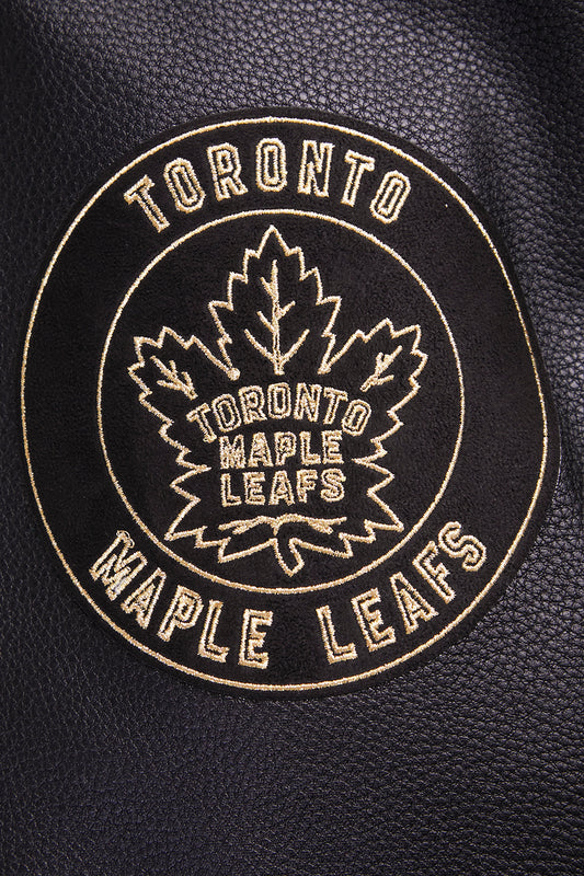 PRO STANDARD MEN'S NHL TORONTO MAPLE LEAFS WOOL BLACK & GOLD VARSITY JACKET