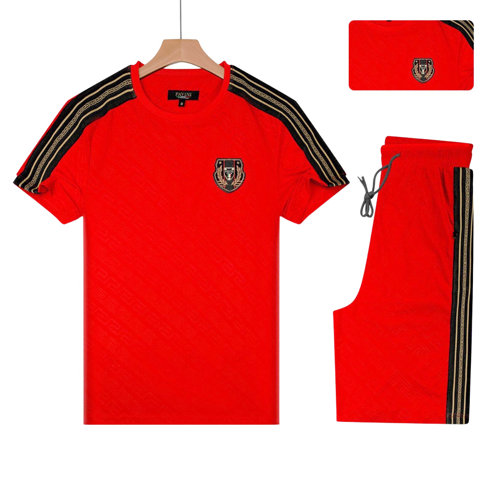 PAVINI 2-PIECE FANCY T-SHIRT/SHORTS SET (RED S-2352)
