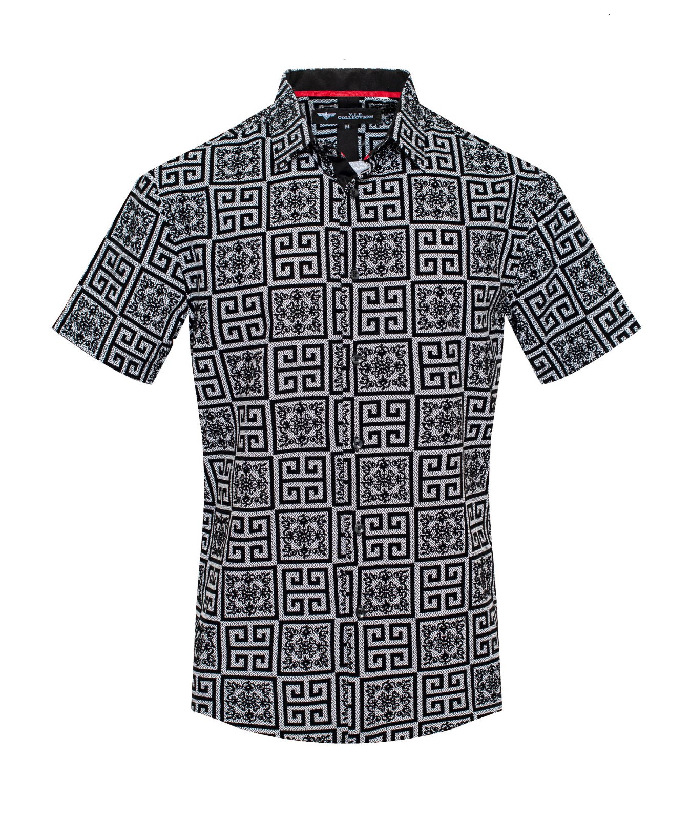 V.I.P. COLLECTION MEN'S BUTTON UP SHORT SLEEVES SHIRT (WHITE VFLSS-9)