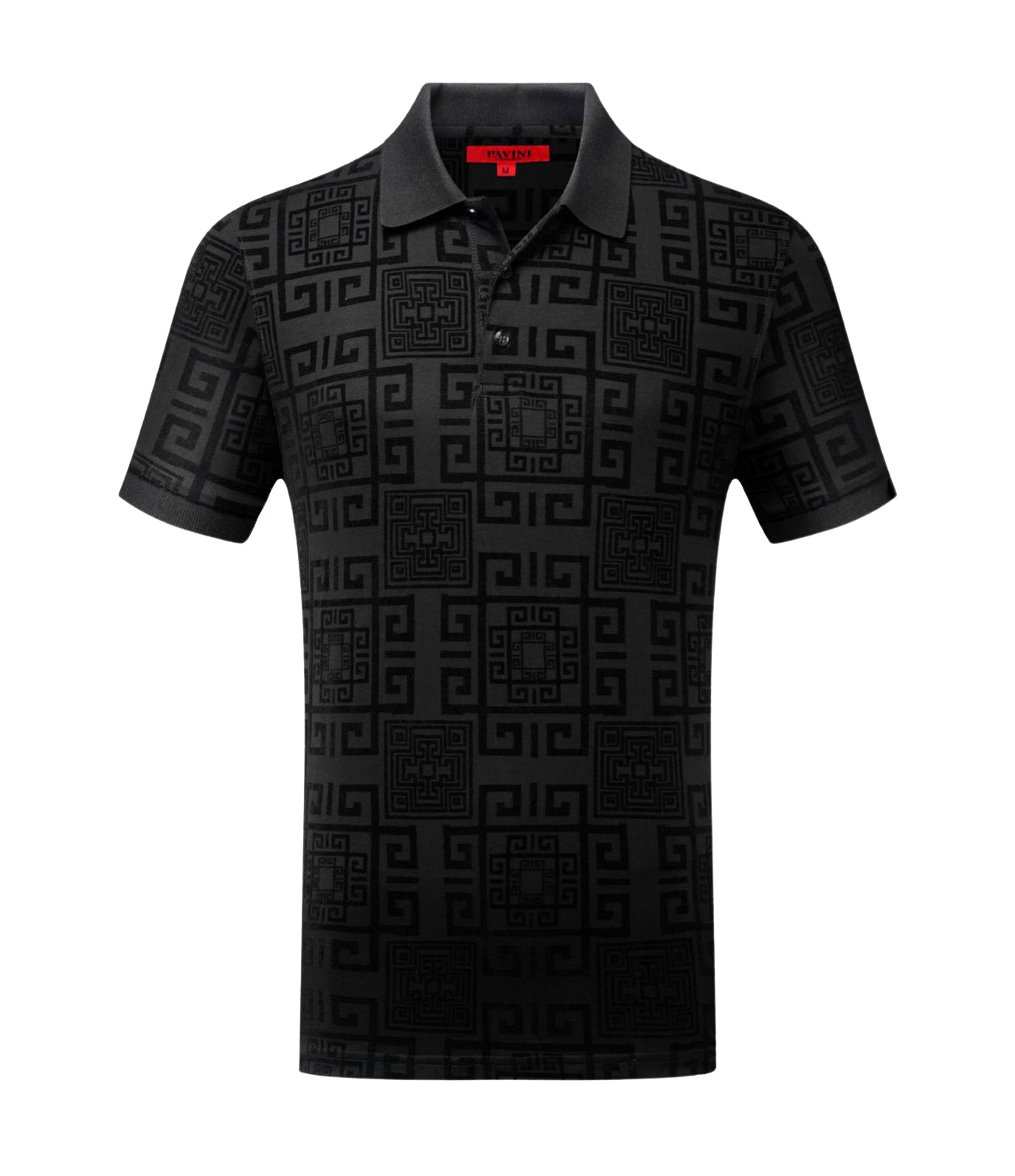 PAVINI MEN'S DESIGNER SHORT SLEEVES POLO T-SHIRT (BLACK P-2203)