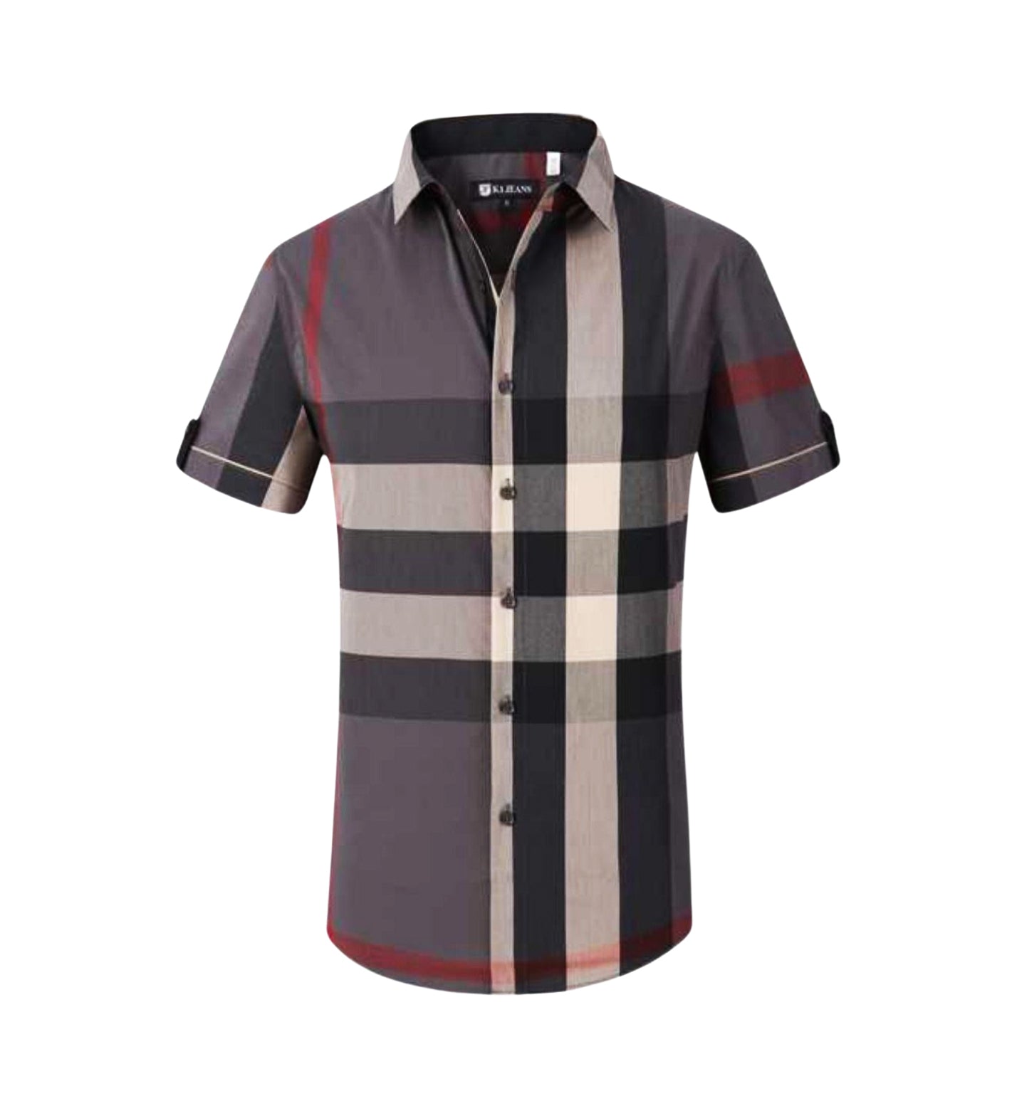 PAVINI MEN'S BUTTON UP SHORT SLEEVES SHIRT (CHARCOAL PVSS058-08)