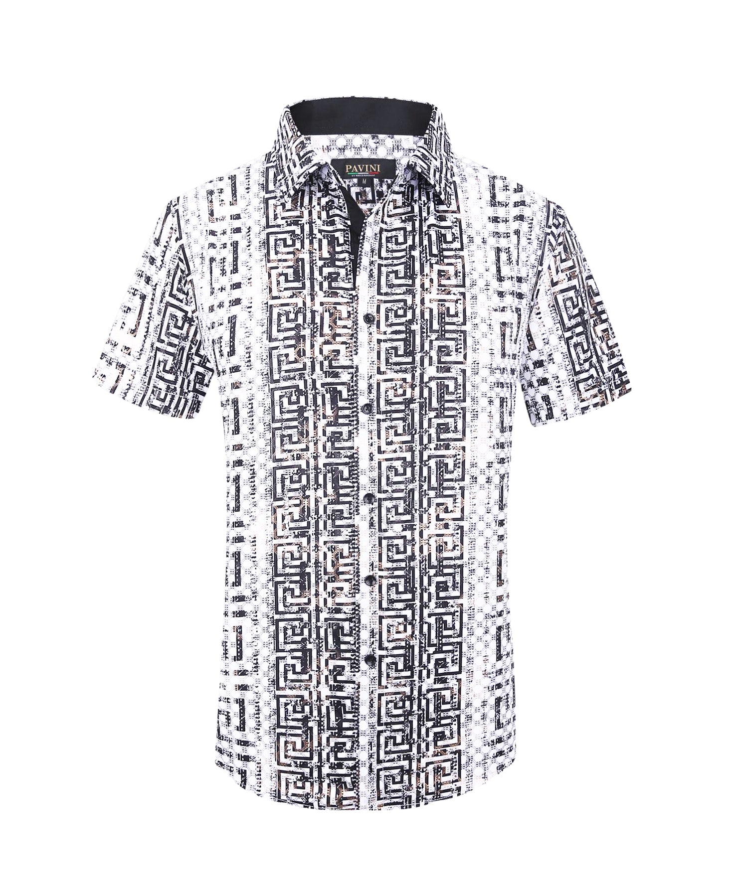 PAVINI MEN'S BUTTON UP SHORT SLEEVES SHIRT (WHITE PVSS095-16)