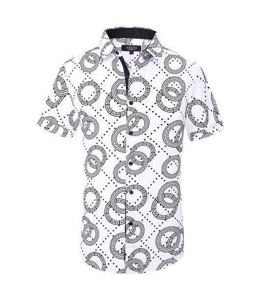 PAVINI MEN'S BUTTON UP SHORT SLEEVES SHIRT (WHITE PVSS097-06)