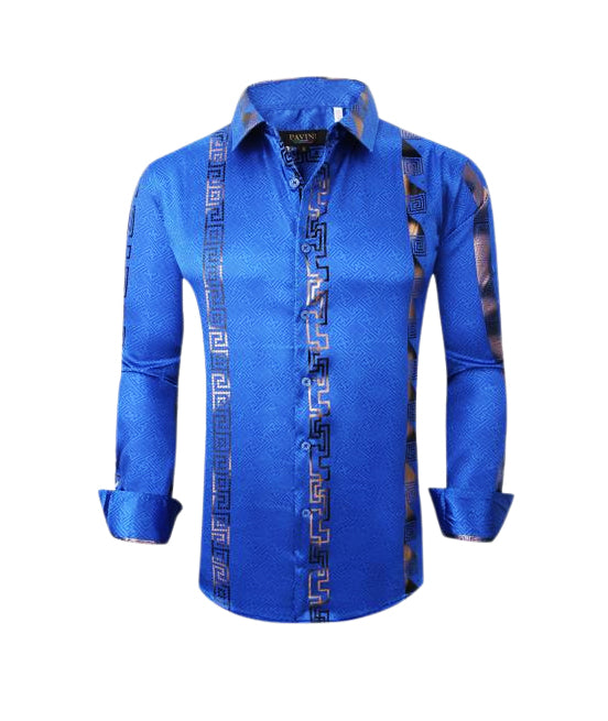 PAVINI MEN'S BUTTON UP LONG SLEEVE SHIRT (BLUE PVLS100-22)
