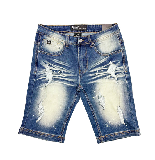 SWITCH MEN'S DISTRESSED RIPPED DENIM SHORTS (INDIGO BLUE)
