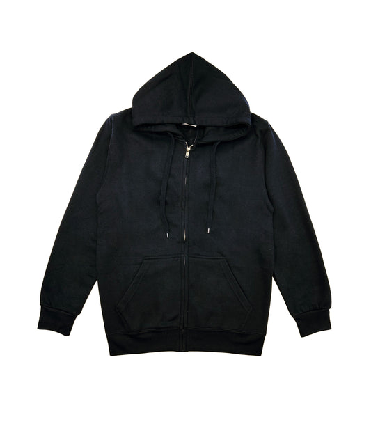 MEN'S FLEECE FULL ZIP HOODIE (BLACK)