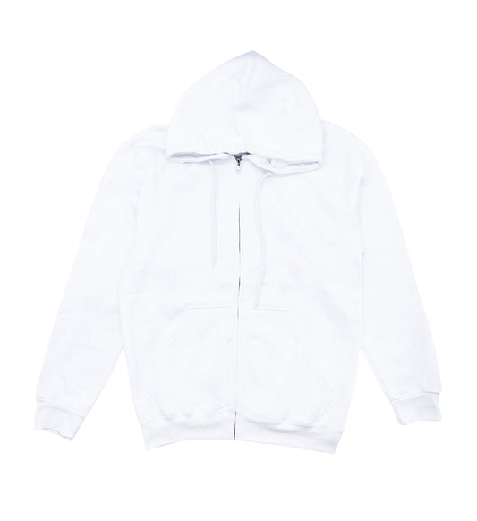 MEN'S FLEECE FULL ZIP HOODIE (WHITE)