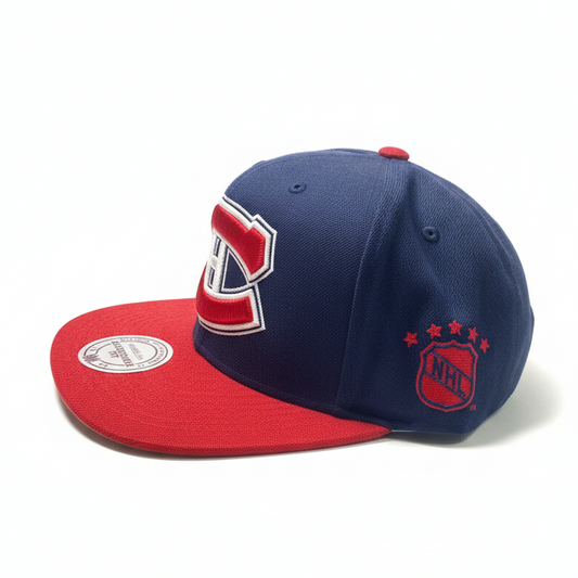 MEN'S MITCHELL & NESS NHL MONTREAL CANADIENS NAVY/RED SNAPBACK HAT