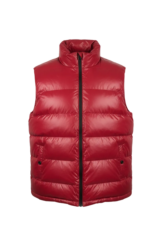 THE IMAGE MEN'S PU LEATHER W/ INNER FLEECE LINING VEST (DARK RED)