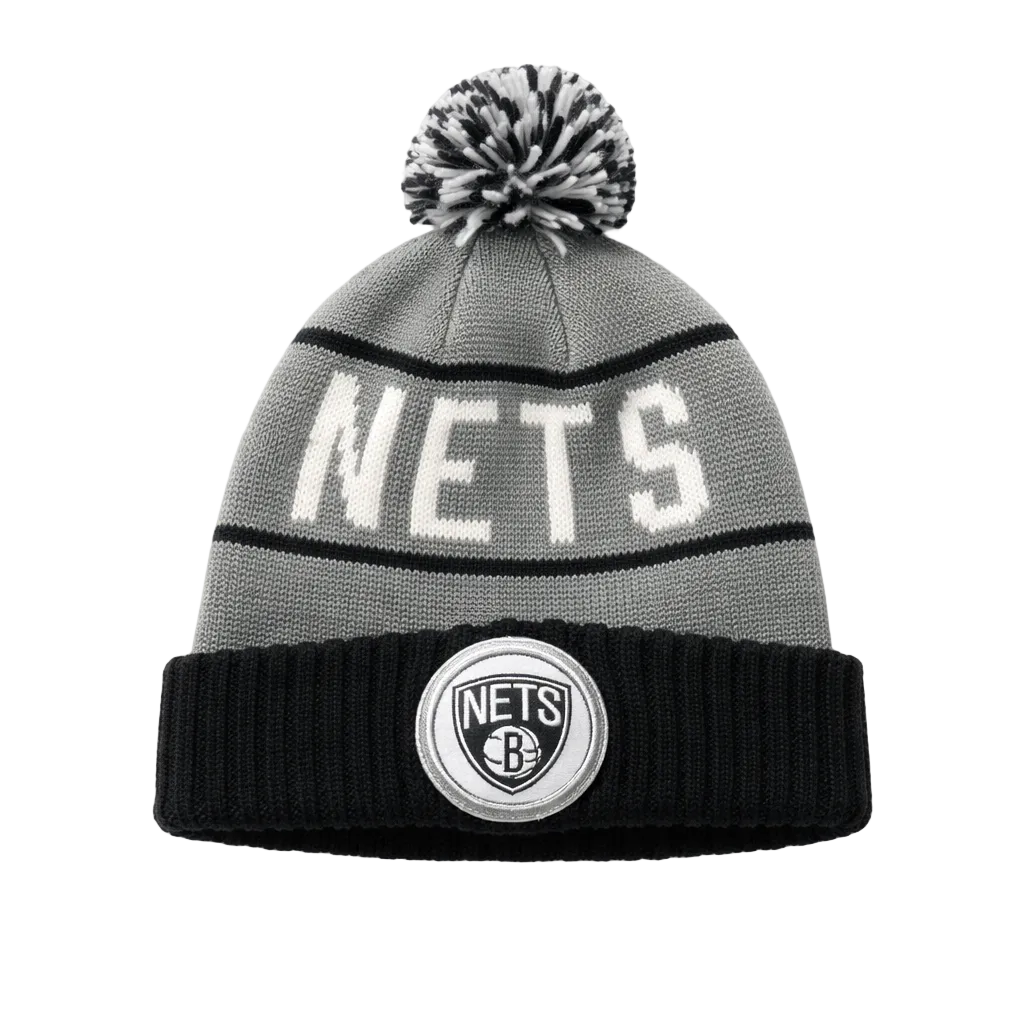 MITCHELL & NESS BROOKLYN NETS KNITTED GREY TOUQUE
