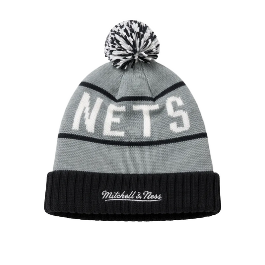 MITCHELL & NESS BROOKLYN NETS KNITTED GREY TOUQUE