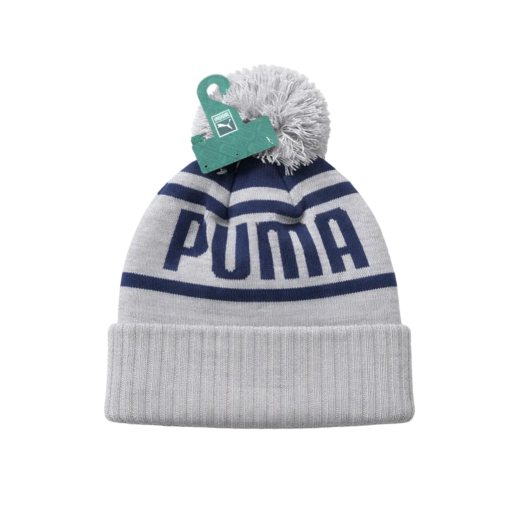 PUMA FROST CUFF POM BEANIE (GREY/NAVY)