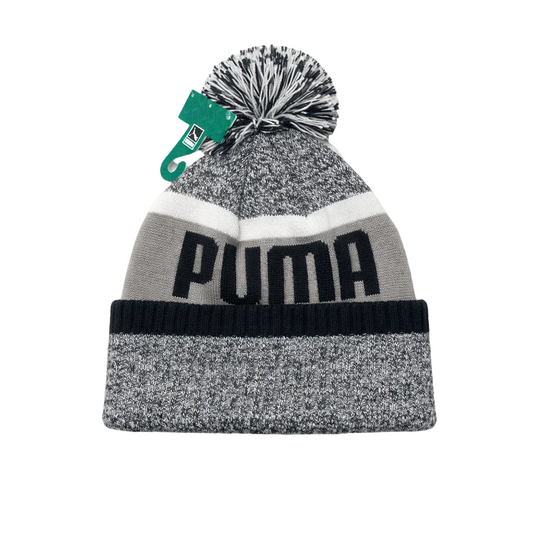 PUMA BEDFORD CUFF POM BEANIE (GREY/WHITE)