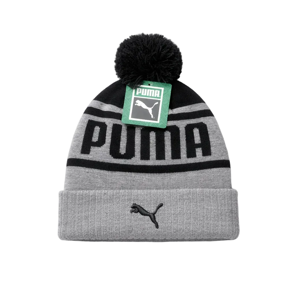 PUMA FROST CUFF POM BEANIE (DARK GREY)