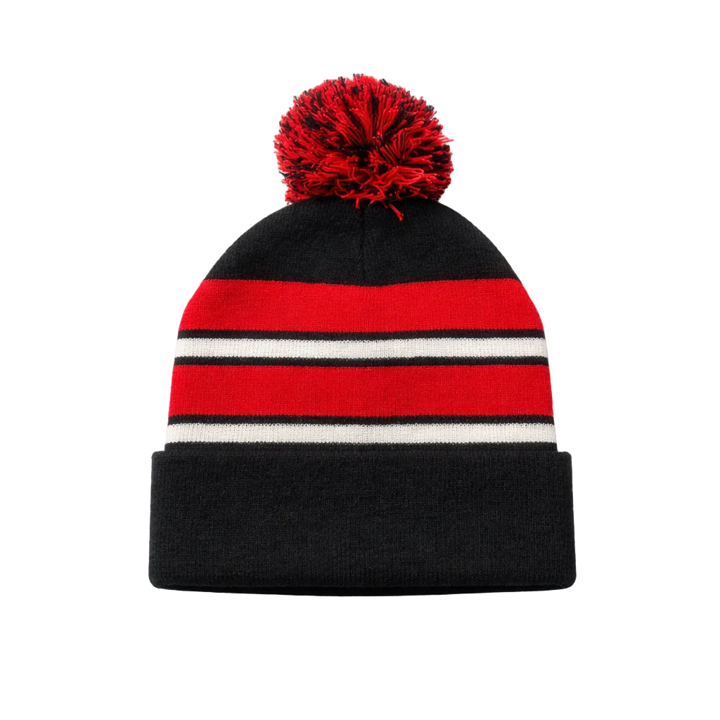 PLAIN KNITTED BLACK & RED TOUQUE