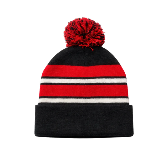 PLAIN KNITTED BLACK & RED TOUQUE