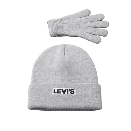 LEVI'S YOUTH KIDS GREY TOUQUE & GLOVES SET