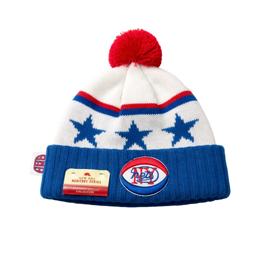 NEW ERA HERITAGE SERIES CALIFORNIA HOCKEY COLLECTION X AMERICAN BASKETBALL ASSOCIATION NEW YORK NETS ROYAL BLUE/RED/WHITE TOUQUE